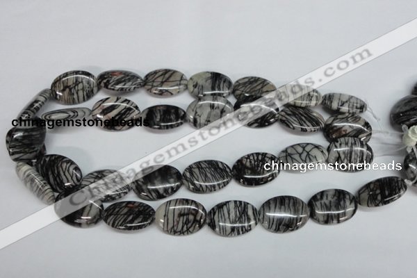 CTJ44 15.5 inches 18*25mm oval black water jasper beads wholesale