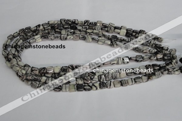 CTJ50 15.5 inches 8*8mm square black water jasper beads wholesale