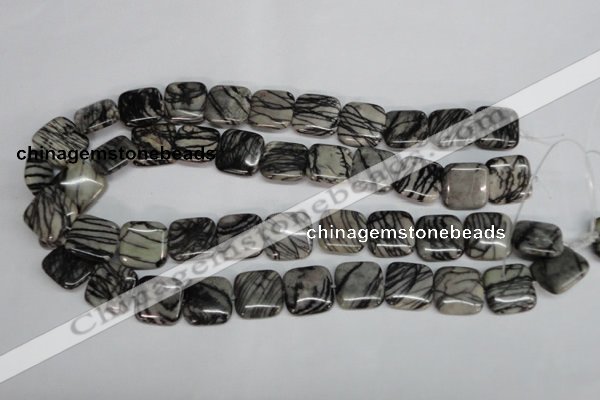 CTJ53 15.5 inches 18*18mm square black water jasper beads wholesale