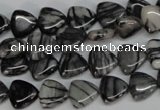 CTJ55 15.5 inches 10*10mm triangle black water jasper beads wholesale