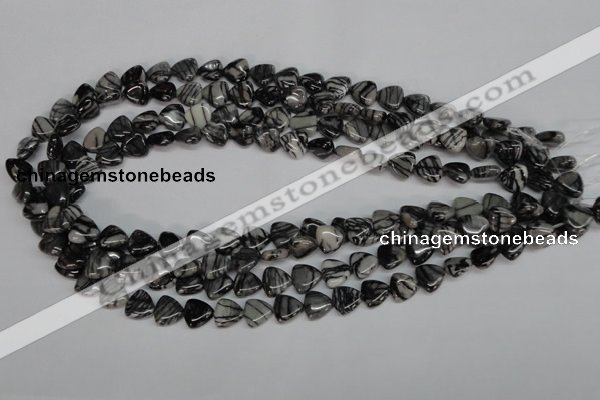 CTJ55 15.5 inches 10*10mm triangle black water jasper beads wholesale