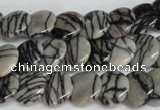 CTJ56 15.5 inches 12mm flat round black water jasper beads wholesale