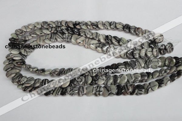 CTJ56 15.5 inches 12mm flat round black water jasper beads wholesale