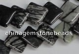 CTJ63 15.5 inches 14*14mm diamond black water jasper beads wholesale