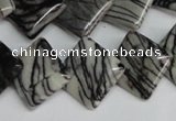 CTJ64 15.5 inches 16*16mm diamond black water jasper beads wholesale