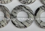 CTJ70 15.5 inches 30mm donut black water jasper beads wholesale