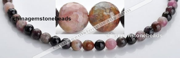 CTO02 multicolored 8mm  faceted round natural tourmaline beads