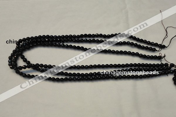 CTO106 15.5 inches 5mm faceted round natural black tourmaline beads