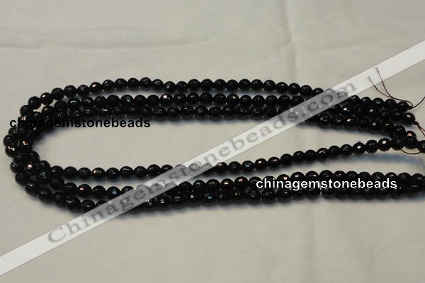 CTO108 15.5 inches 8mm faceted round natural black tourmaline beads