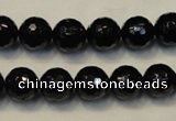 CTO109 15.5 inches 10mm faceted round natural black tourmaline beads