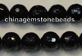 CTO110 15.5 inches 12mm faceted round natural black tourmaline beads