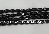 CTO115 15.5 inches 4*6mm faceted rice black tourmaline beads