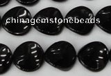 CTO129 15.5 inches 16mm twisted coin black tourmaline beads