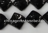 CTO130 15.5 inches 15*15mm twisted diamond black tourmaline beads
