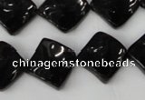 CTO130 15.5 inches 15*15mm twisted diamond black tourmaline beads