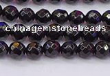 CTO135 15.5 inches 4mm faceted round black tourmaline beads