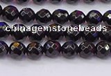 CTO135 15.5 inches 4mm faceted round black tourmaline beads