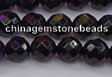 CTO137 15.5 inches 8mm faceted round black tourmaline beads