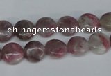 CTO202 15.5 inches 10mm flat round pink tourmaline gemstone beads