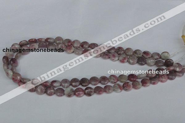 CTO202 15.5 inches 10mm flat round pink tourmaline gemstone beads