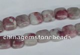 CTO206 15.5 inches 10*10mm square pink tourmaline gemstone beads