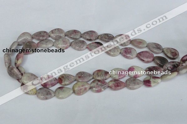 CTO214 15.5 inches 13*18mm flat teardrop pink tourmaline gemstone beads