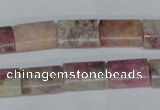 CTO215 15.5 inches 10*14mm flat tube pink tourmaline gemstone beads