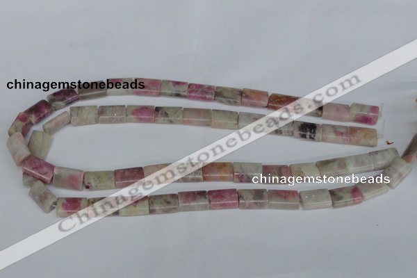 CTO215 15.5 inches 10*14mm flat tube pink tourmaline gemstone beads