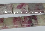 CTO216 15.5 inches 15*20mm flat tube pink tourmaline gemstone beads