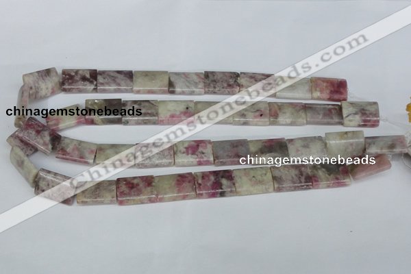 CTO216 15.5 inches 15*20mm flat tube pink tourmaline gemstone beads