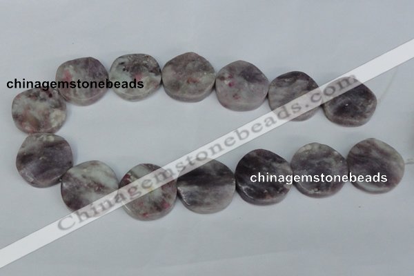 CTO234 15.5 inches 30mm wavy coin tourmaline gemstone beads