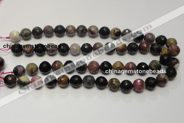 CTO31 15.5 inches 14mm faceted round natural tourmaline beads