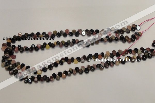 CTO37 15.5 inches 5*8mm flat teardrop natural tourmaline beads