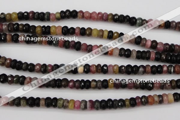 CTO376 15.5 inches 4*6mm faceted rondelle natural tourmaline beads