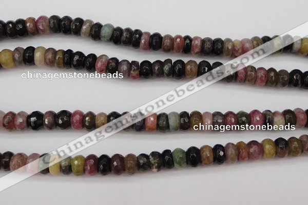 CTO377 15.5 inches 5*8mm faceted rondelle natural tourmaline beads