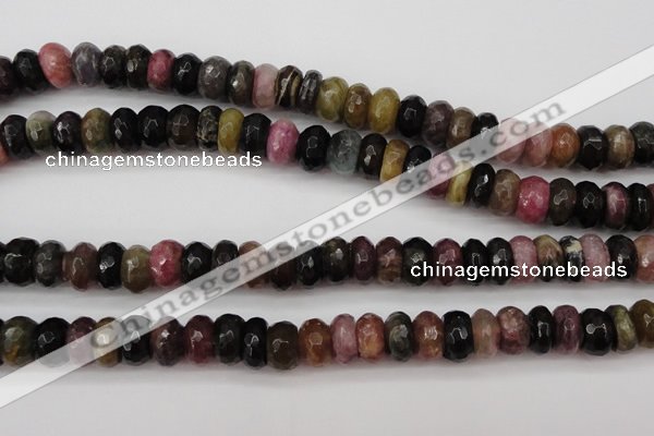 CTO378 15.5 inches 6*10mm faceted rondelle natural tourmaline beads