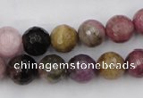 CTO45 15.5 inches 8mm faceted round natural tourmaline beads