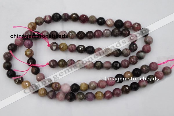 CTO45 15.5 inches 8mm faceted round natural tourmaline beads