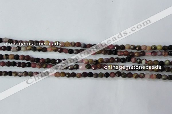 CTO460 15.5 inches 4mm faceted round natural tourmaline gemstone beads