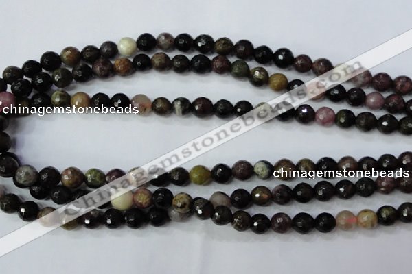 CTO462 15.5 inches 7mm faceted round natural tourmaline gemstone beads