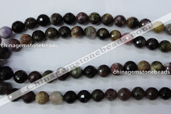 CTO466 15.5 inches 11mm faceted round natural tourmaline gemstone beads