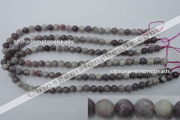 CTO482 15.5 inches 8mm faceted round pink tourmaline gemstone beads