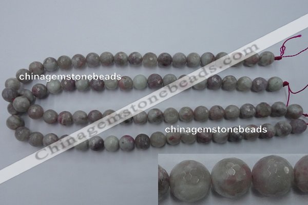 CTO483 15.5 inches 10mm faceted round pink tourmaline gemstone beads