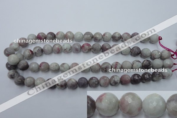 CTO484 15.5 inches 12mm faceted round pink tourmaline gemstone beads