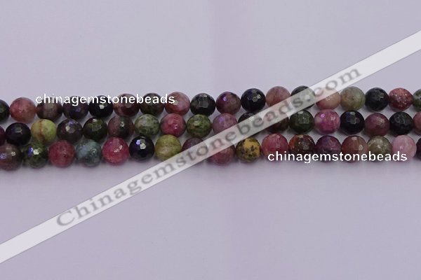 CTO636 15.5 inches 8mm faceted round tourmaline gemstone beads