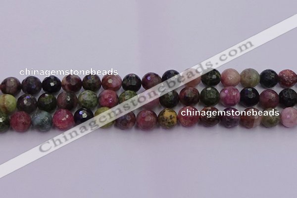 CTO637 15.5 inches 10mm faceted round tourmaline gemstone beads