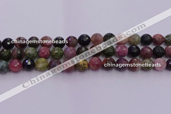 CTO638 15.5 inches 12mm faceted round tourmaline gemstone beads