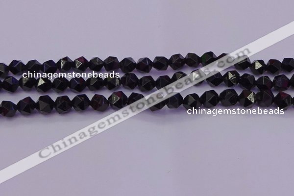 CTO645 15.5 inches 6mm faceted nuggets black tourmaline beads