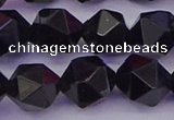 CTO648 15.5 inches 12mm faceted nuggets black tourmaline beads