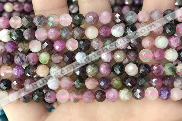 CTO676 15.5 inches 6mm faceted round natural tourmaline beads